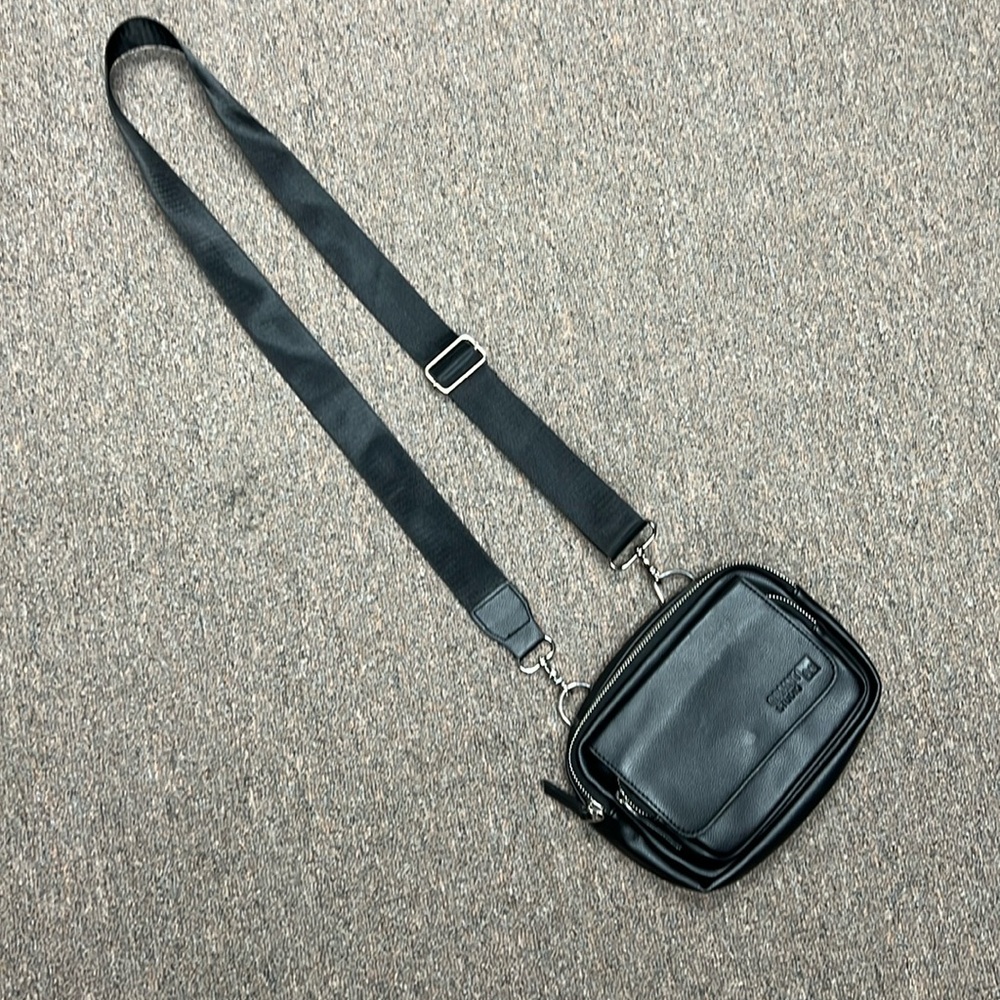 Crossbody black leather bag